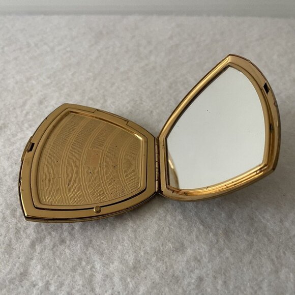 Elgin American Mirrored Compact Makeup Case Gold Tone Cherubs Flowers Midcentury - Picture 9 of 16